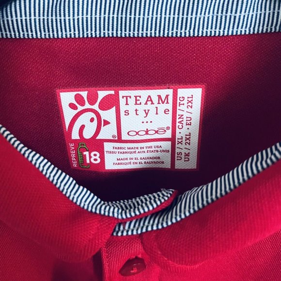 Chick-Fil-A OOBE Employee Red Uniform Polo XL Unisex Short Sleeve Fast Food Work - Picture 8 of 8